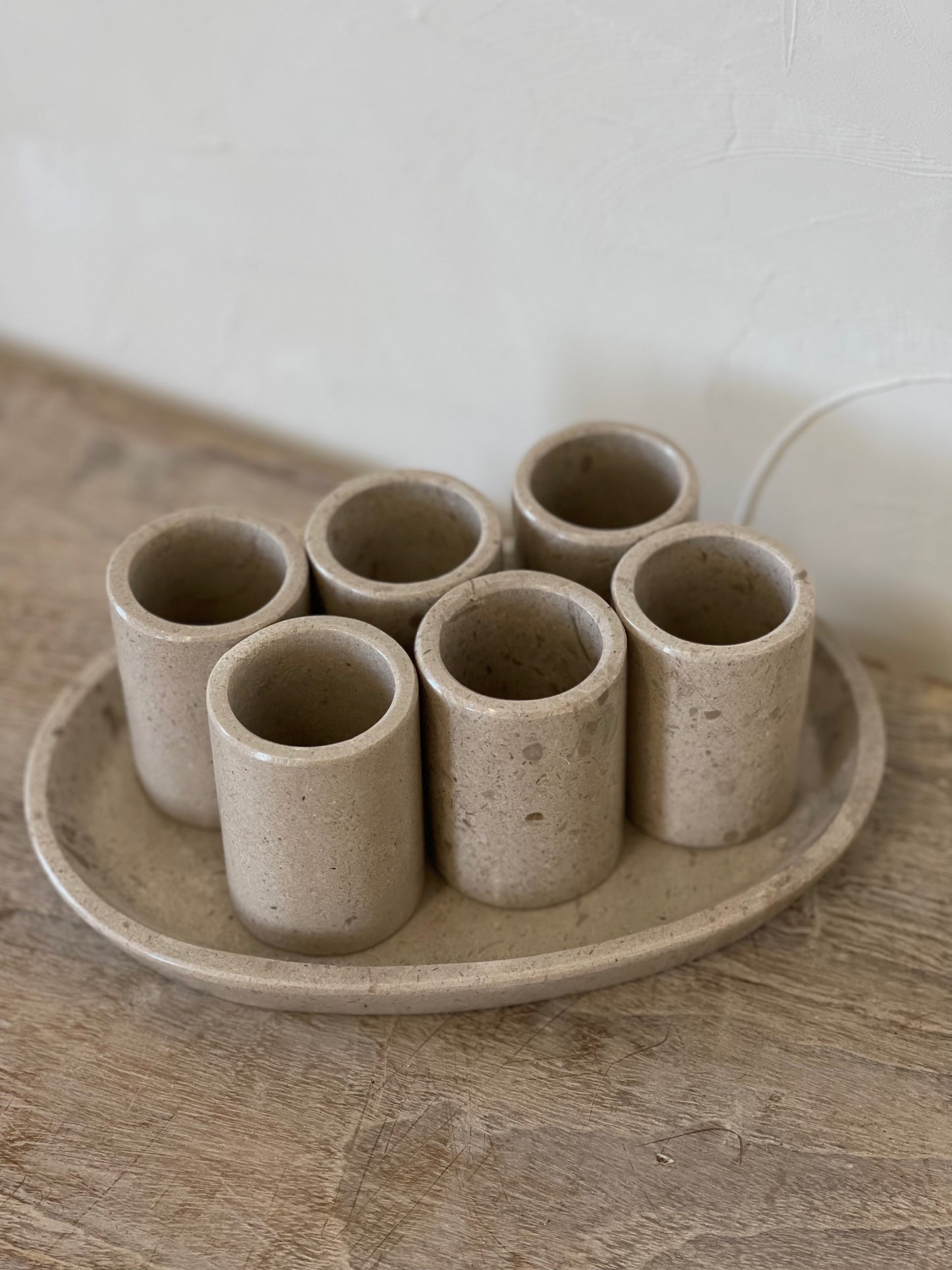 Tan Stone Shot Glass Set