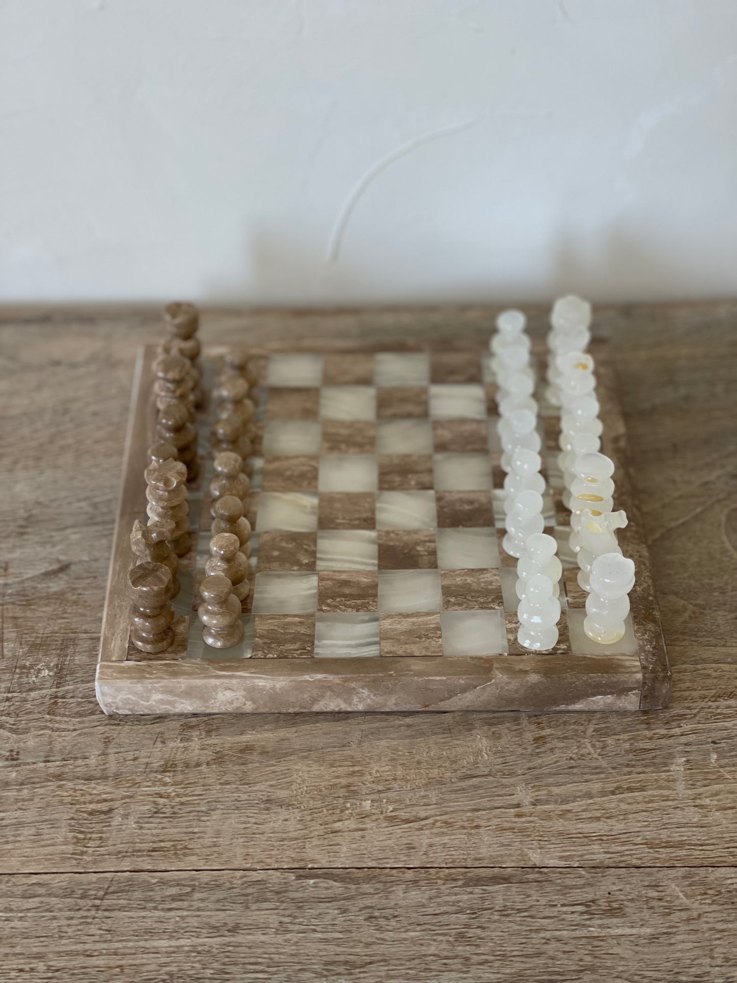 Tan/Beige Stone Chess Board